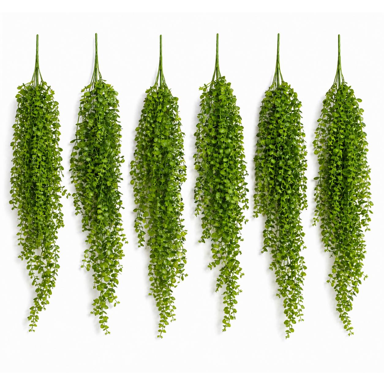 Pack of 6 x 90cm Artificial Trailing Hanging Plant Green Faux Cascading Foliage